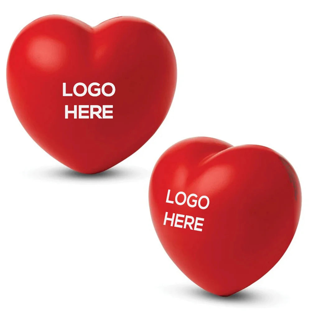 Custom Logo PU Foam Heart Shaped Stress Reliever Toy Handheld Soft Squeeze Ball for Thank You Gifts