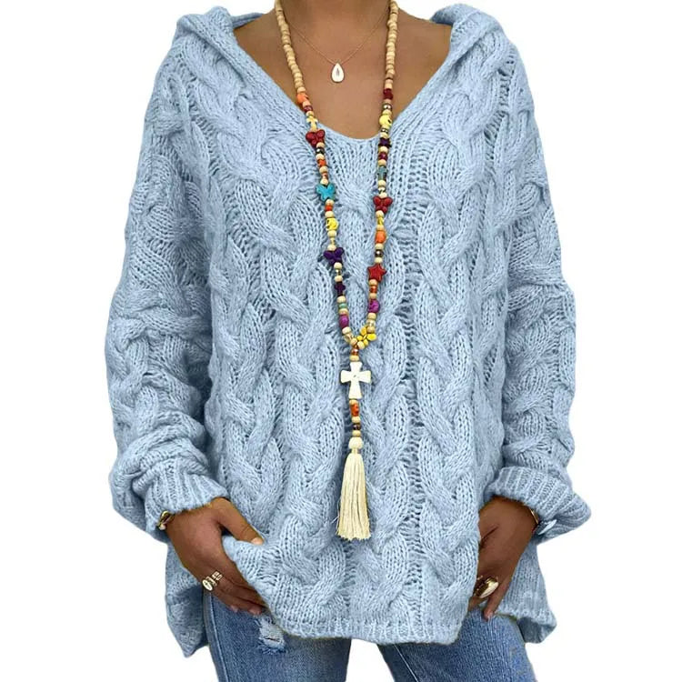 Autumn Winter New Women's Plaid Twist Knit Wrap Casual Front Logo-EU/US Cross-Border Exclusive (Necklace Not Included)-3