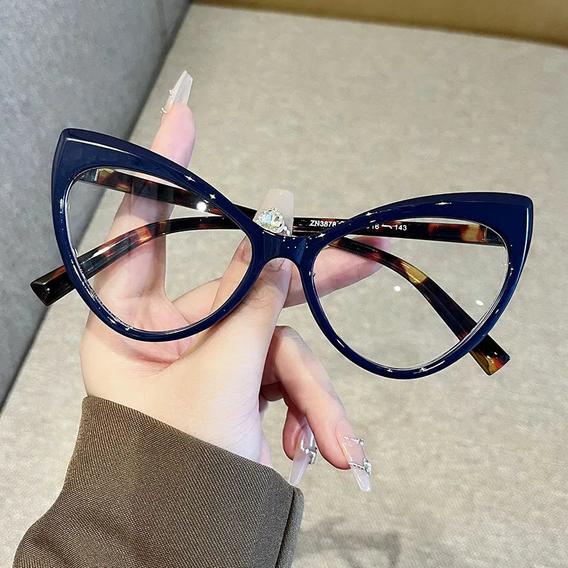 Fashion Optical Frames for Women Anti Blue Light Glasses High Quality Metal Hinge Large Cat Eye Eyeglasses Frames Wholesale MegaBDM