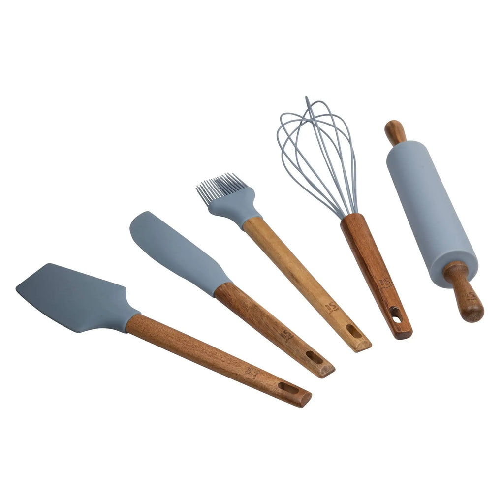 NOIA San Ignacio Silicone and Acacia Wood Kitchen Utensil Set of 5