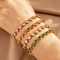 Full Pave Heart CZ Bracelet 18K Gold Plated Stainless Steel Round Spacer Waterproof Tarnish Free Jewelry for Women MegaBDM