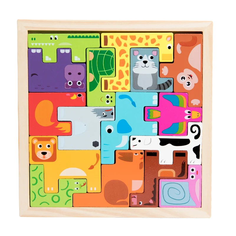 Hot Selling Animals Puzzle Traffic Themed Puzzle Wooden Puzzle Board for Toddlers Brain Toys
