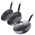 Set of 2 Frying Pans 2024cm + Wok 28cm in Forged Aluminum suitable for induction Grey color MasterPRO