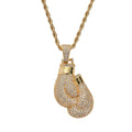 Wholesale Bling Bling Christian Classic Party Jewelry Hip Hop Zircon Iced Out Pendant Boxing Gloves Necklace Unisex Women's
