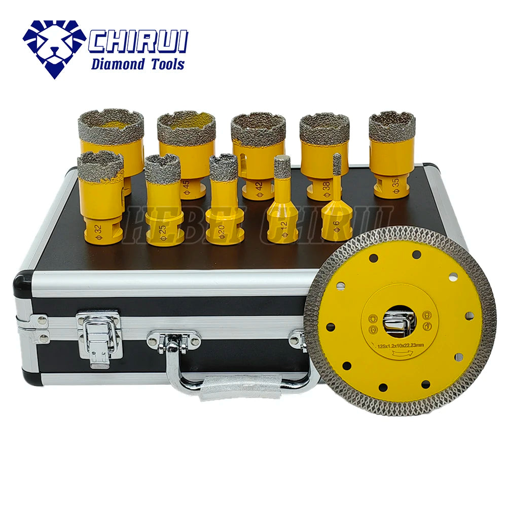 10pcs M14 Diamond Vacuum Brazed Hole Saw Cutter Set Diamond Drill Bit with X Turbo Saw Blade