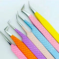 Private Label Eyelash Extensions Tweezers Stainless Steel Solid Colors Lash Extensions Tweezers Logo