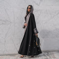 Eid Black Open Kimono Abaya Dubai Luxury Embroidery Islam Muslim Kaftan Dress Palestine Abayas Women