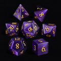 Factory Wholesale Dnd Dice Dark Purple Cat Eye Gemstone Dice Set Custom Font and logo  for Dungeons and Dragons RPG