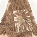 YX1051 Luxurious Lace Material Apricot Embroidery Beads Wedding Sequins Mesh Tulle Lace Fabrics for Evening Party Dresses