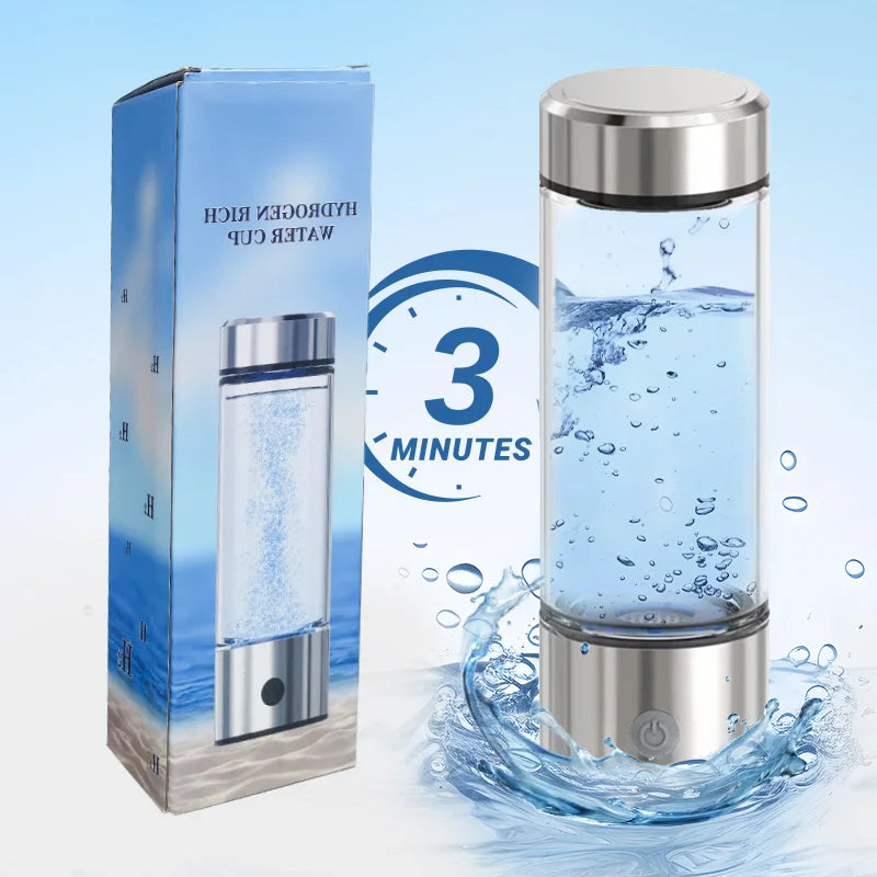 Father Mother Birthday Gift Second Generation 14oz Rechargeable Spe Pem Electrolysis Alkaline  H2 Hydrogen Ionizer Water Bottle