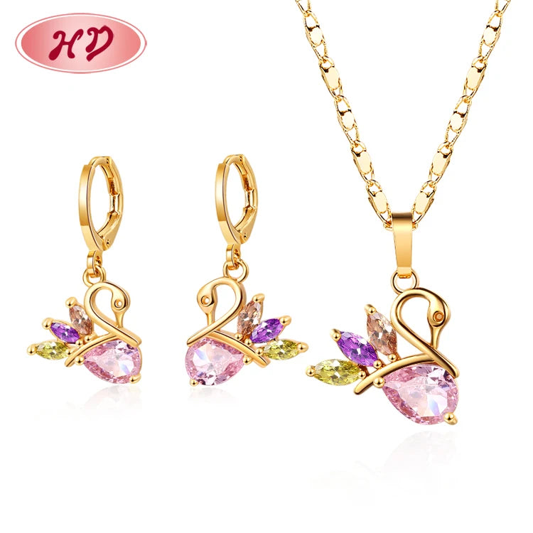 Jewelry Wholesale Distributor Import Bisuteria China Ladies Teen Girls Necklace Sets with Earrings De Oro Laminado 18k