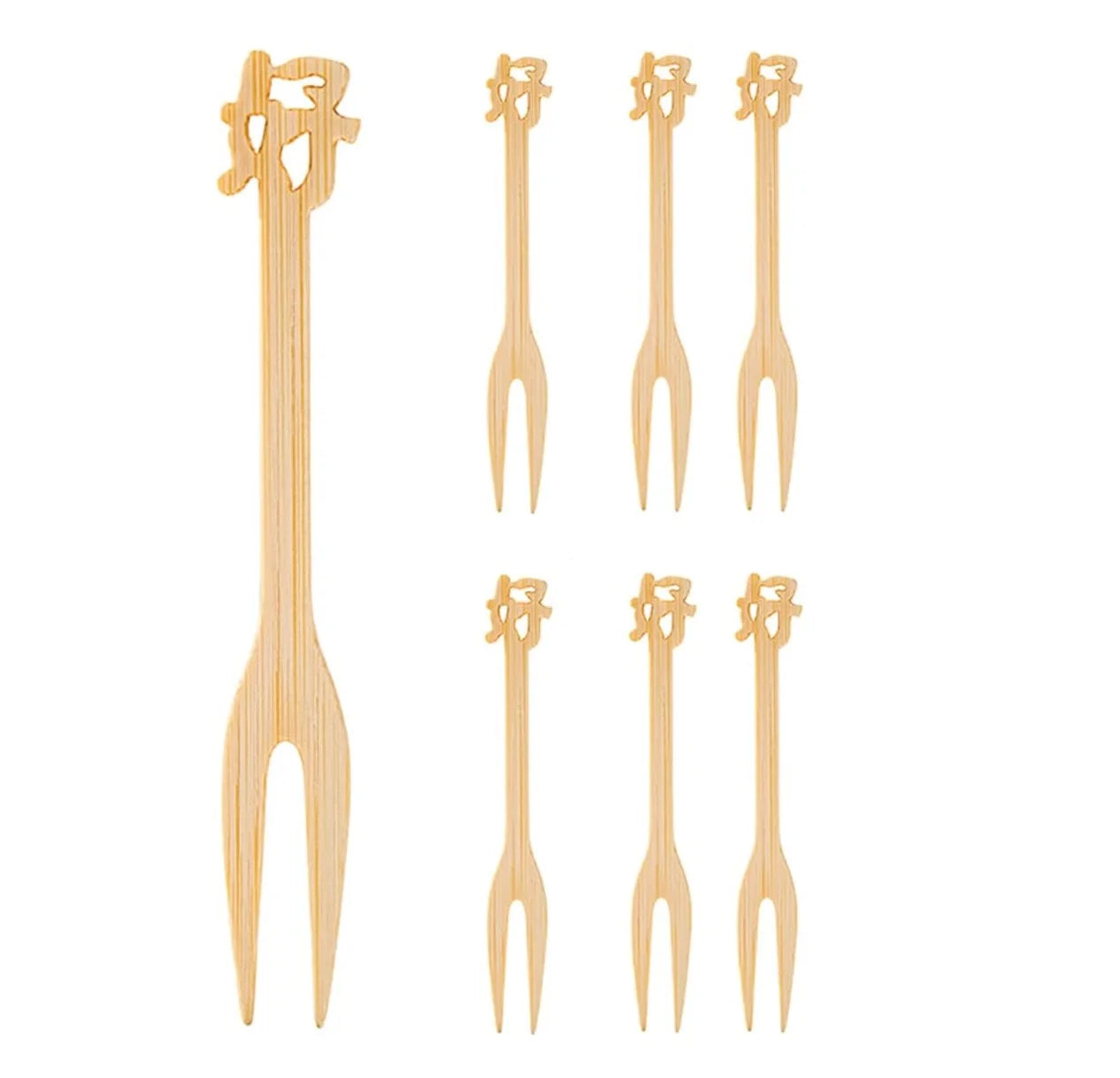 Disposable Biodegradable Eco-Friendly Bamboo Mini Forks Small Appetizer Bamboo Picks for Parties