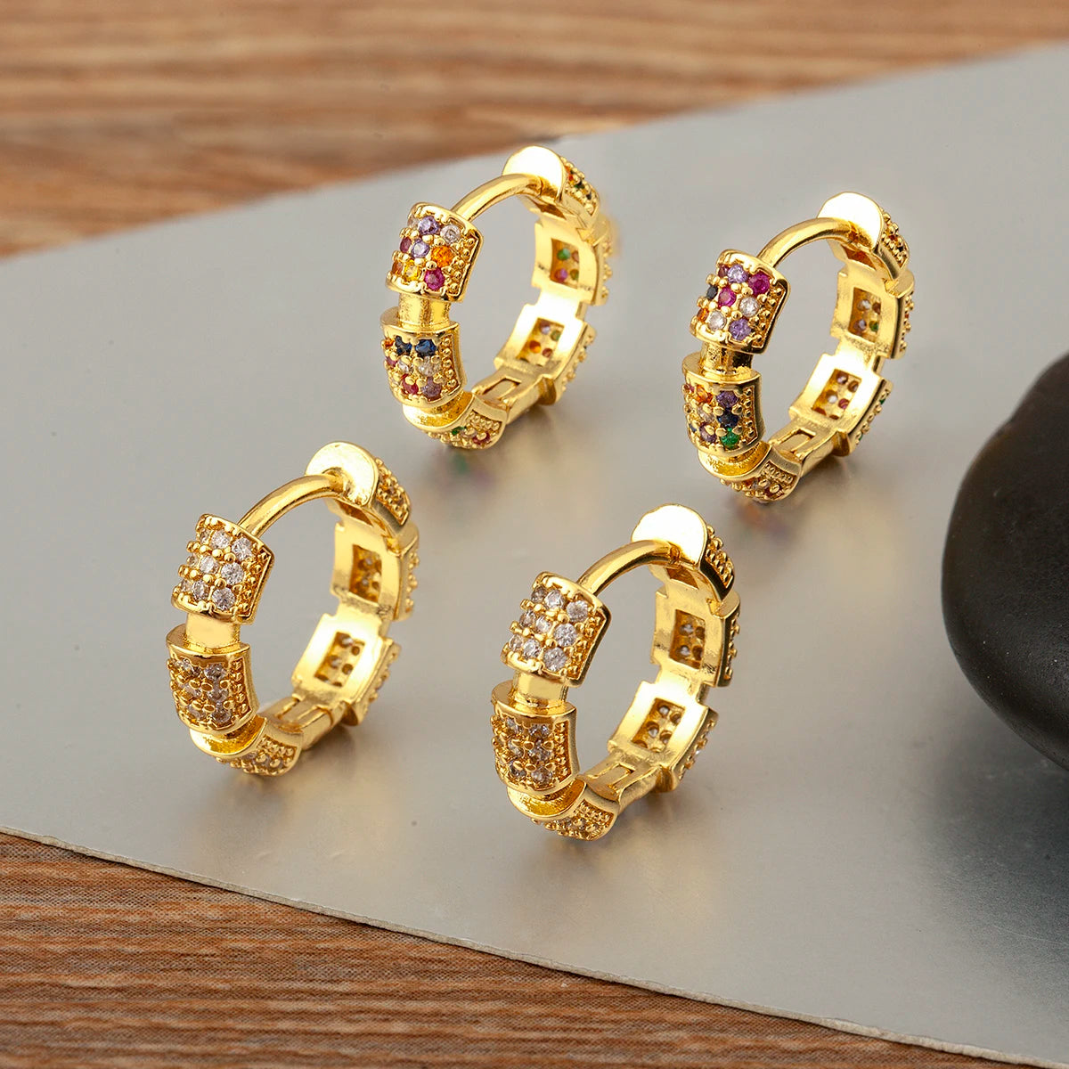 QIKU Wholesale Boho Wedding Inspired Cubic Zirconium Gold Plated Earrings Lot Latest 2025 Jewelry for Women