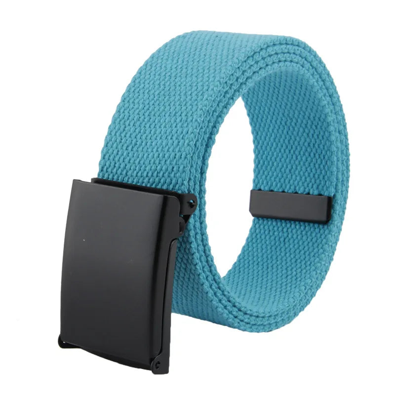 RST 1.5 Inch Wide Casual Style Cotton Webbing Belt Woven Web Canvas Belt with Iron Flap  Buckle for Men and Women 38mm
