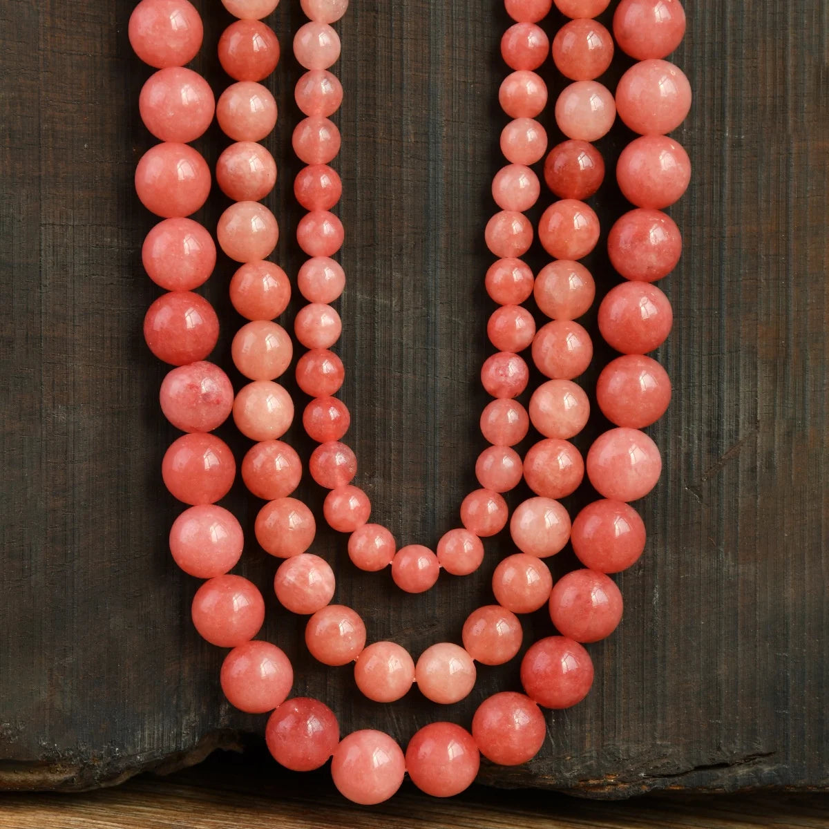 Wholesale Hot Selling Pink Natural Stone Sunstone 6/8/10mm Beads Handmade Beaded Choker Necklace for Women Girls Jewelry