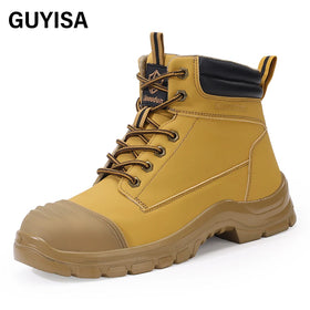 GUYISA OEM/ODM Yellow Safety Boot Microfiber Upper Rubber Safety Shoes for Men Safety Sneakers