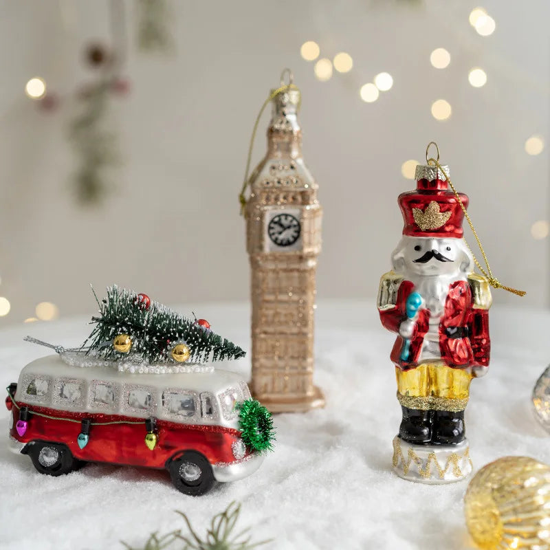 UK Style Glass Irregular Pendant Christmas Tree Decorations Christmas Hanging Ornament Decorative Simplicity Party Decoration
