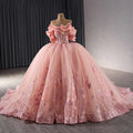 Jancember 241091 Beautiful Appliqued Flower Long Tail Quinceanera Dresses for Sweet 16 Girls