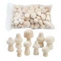 50-Piece Unpainted DIY Craft Kit for Kids to Design and Customize Their Own Wooden Mushroom Figures