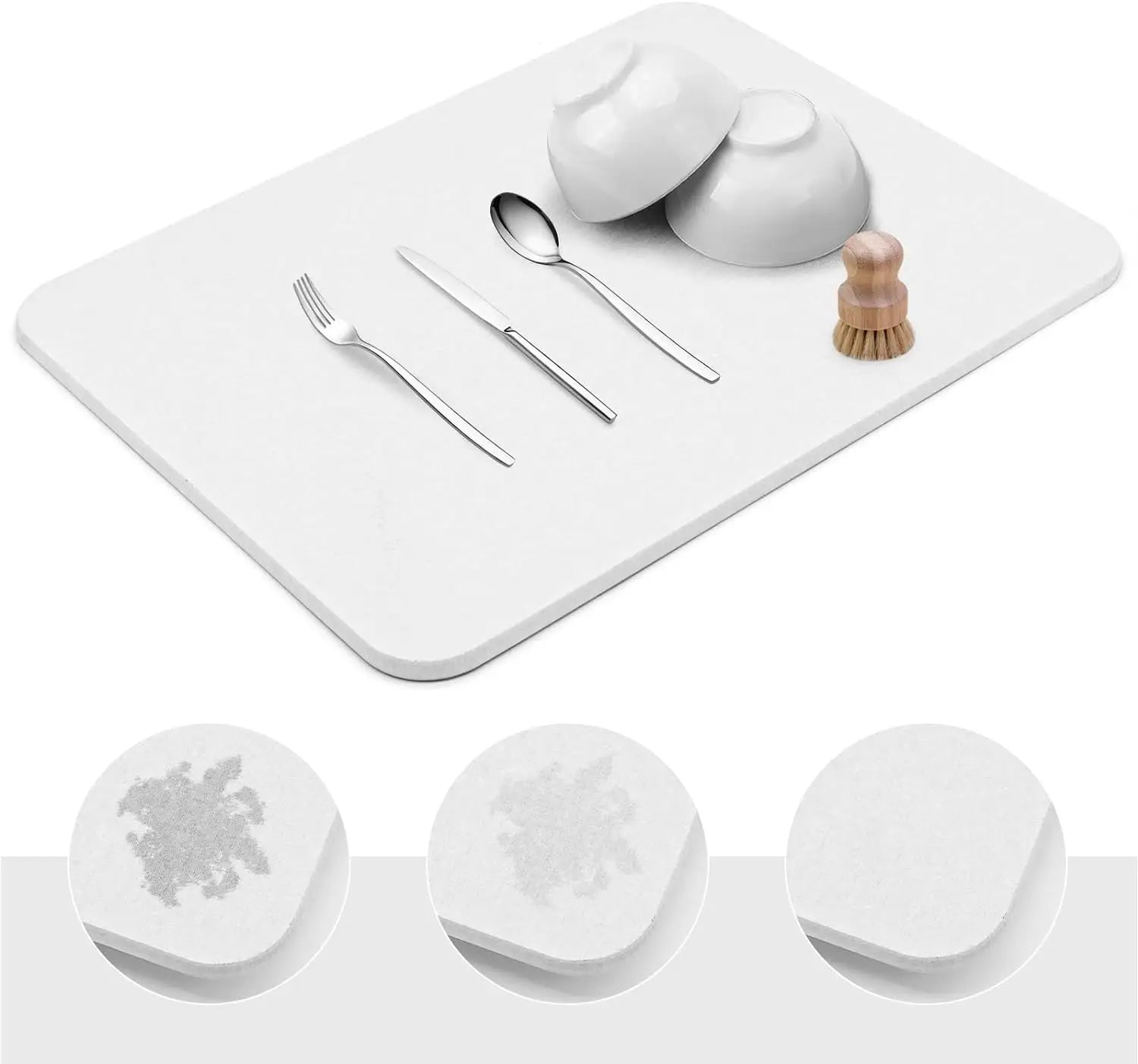 2024 Stone Dish Drying Mats Diatomaceous Earth Water Absorbing Dish Drying Mats for Kitchen Counter