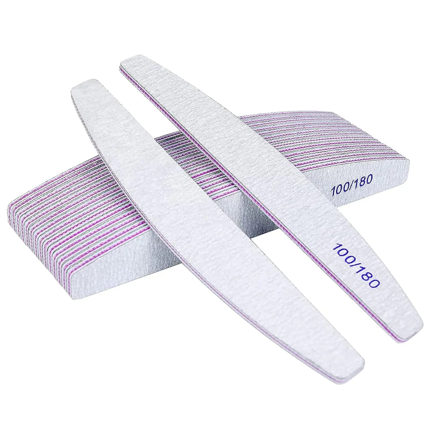 Wholesale Half Moon EVA Nail Files Double-Sided 100 180 Grit White Sandpaper Nail File