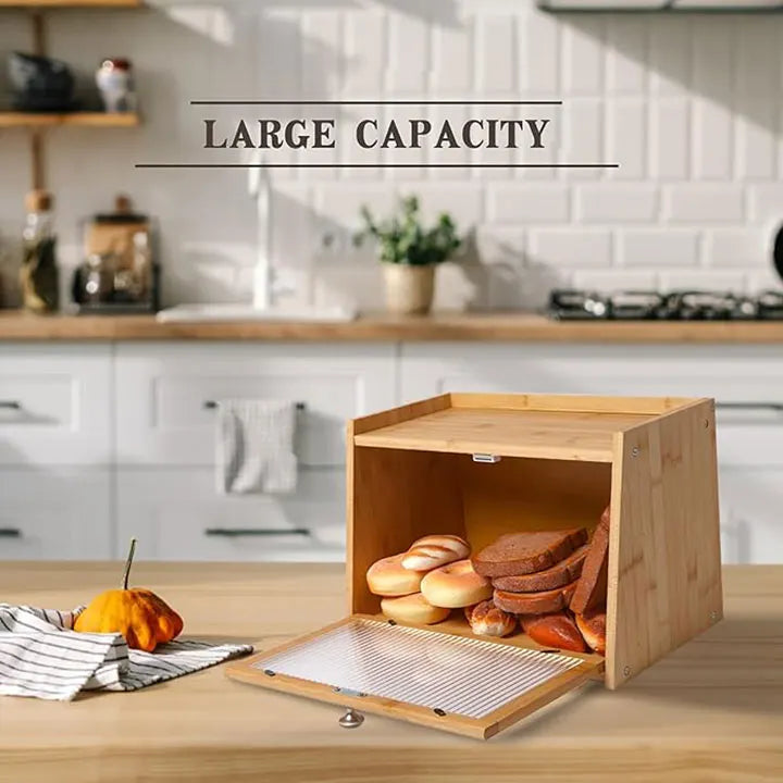 Handmade Bamboo Bread Keeper - Large Capacity with Lid Perfect for Homemade Loaves