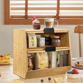 Large Capacity Double Layer Corner Bread Box Thick&Thin Wooden Kitchen Countertop Organizer Window 1pcs Food Storage Container