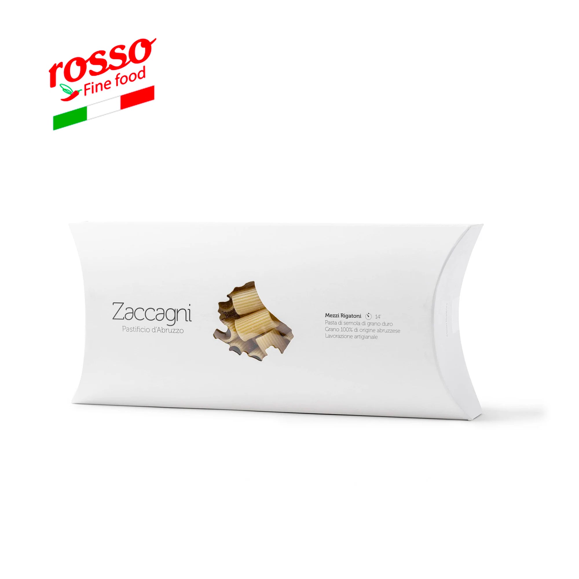 High Quality Italian Zaccagni Mezzi Rigatoni Large Grooved Pasta 500g Durum Wheat Macaroni Unrefined Export-Grade Box