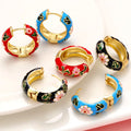 HOT Selling New Vintage Style Enamel Earrings Ethnic Style Personalized Trend Flower Enamel Earrings Fashion Jewelry