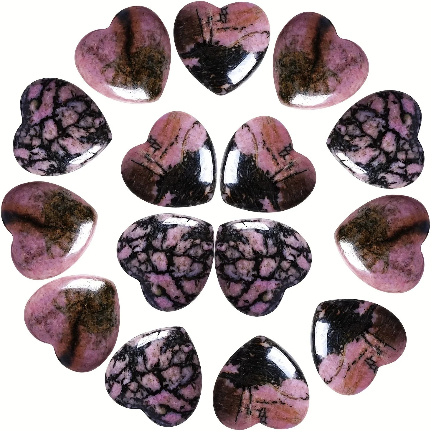 Wholesale Rhodonite Heart Crystal Stone for Home Decor Unique Holiday Gifts
