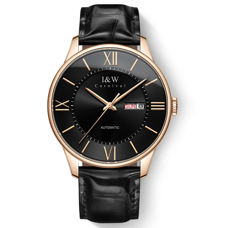 I&W Luxury Brand High-End Men's Mechanical Watch New MIYOTA Automatic Sapphire Waterproof Relogio Masculino with Leather Band