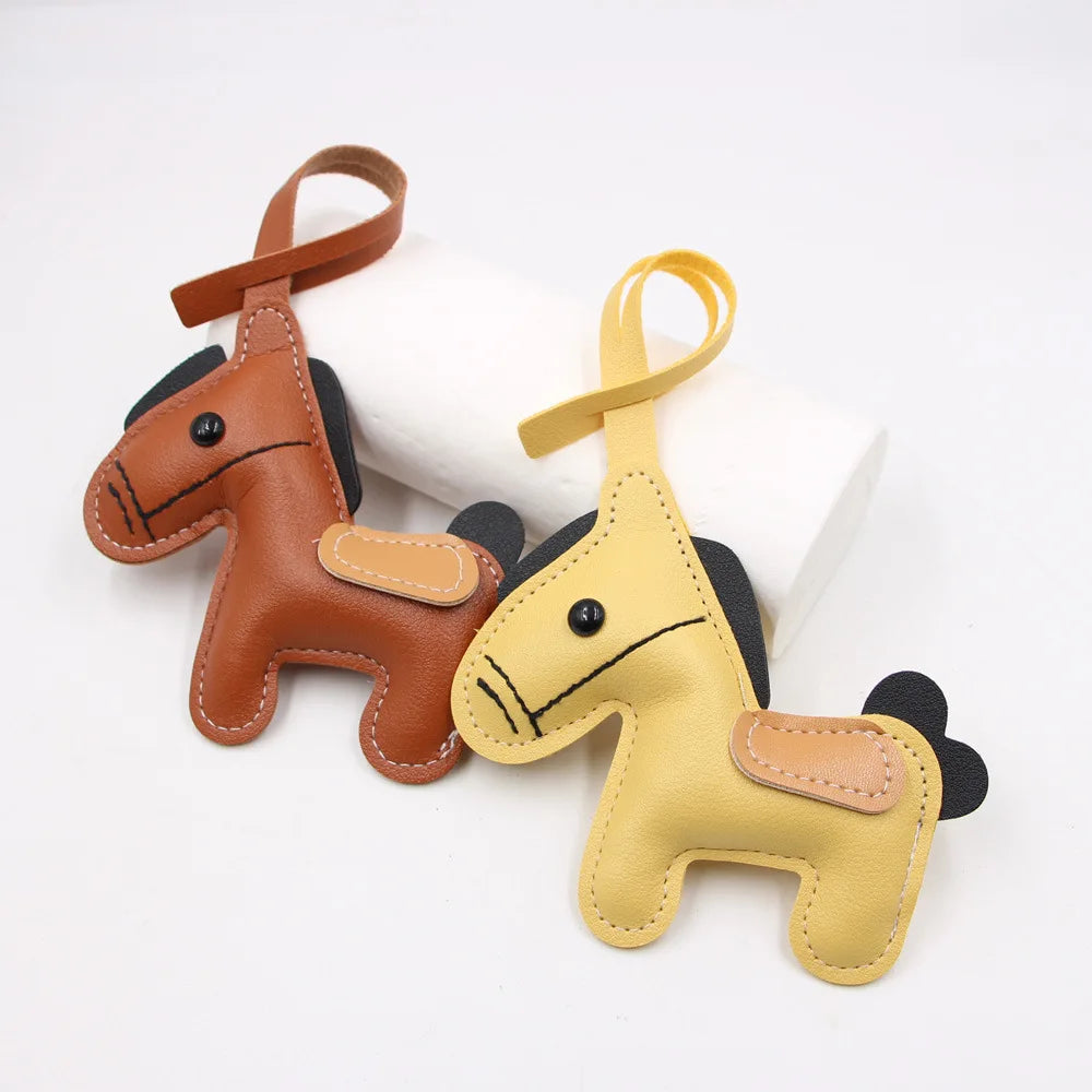 HOT Bag Leather Keychain Pony Pendant Accessories Animal Charm Promotional Gift Horse Keychain Women Handbag First Layer Cowhide