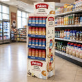 Custom Corrugated Floor Display Stand for Condensed Soup Sauce Condiment Grocery Food POP Paper Display Floor Rack
