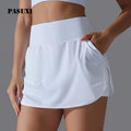PASUXI Custom Logo Women's Quick Dry Yoga Shorts with Pockets High Waist Two-Piece Sport Shorts for Running Training Gym Skirt