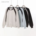 Autumn Winter Men's Casual Hoodie 400Grams Heavyweight American Retro Color Block Raglan Sleeve Relaxed Fit V Neck Top