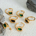 High Quality Stainless Steel Jewelry Finger Gold Plated Glass Stone Openiing Ring Jewelry