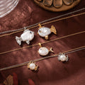 Wholesale Elegant Brass 18K Gold Plated Natural Pearl Big Head Clownfish and Crab Pendant Necklace and Earrings Sets