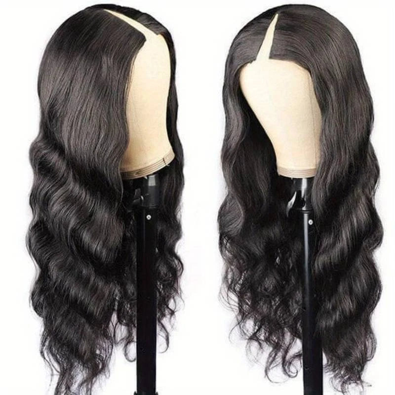CLJhair V Part Wig Glueless Body Wave V Part Human Hair Wigs Upgrade Invisi Drawstring Fit All Head Size