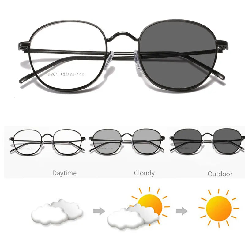 2025 Custom Logo  Fashion Men Women Small Square Computer Eyeglasses Metal Frame Anti Blue Light Photochromic Glasses Men Women