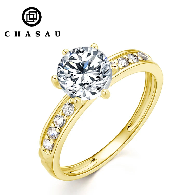 Real 10K Solid Gold 1.2ct 7mm Moissanite Engagement Wedding Rings with Gra Certificate