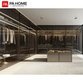 PA Custom Modern Design Clothes Glass Door Bedroom Furniture Walk in Closet Wardrobes With Island
