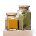 Customized Shape 120Ml 200ml Custom Kitchen Storage Spice Jars Clear Square Jar for Pepper with Bamboo Cap