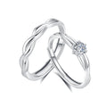 FDJZ-163 925 Silver Couple Ring Cubic Zircon Diamond Couple Wedding Adjustable Rings MegaBDM