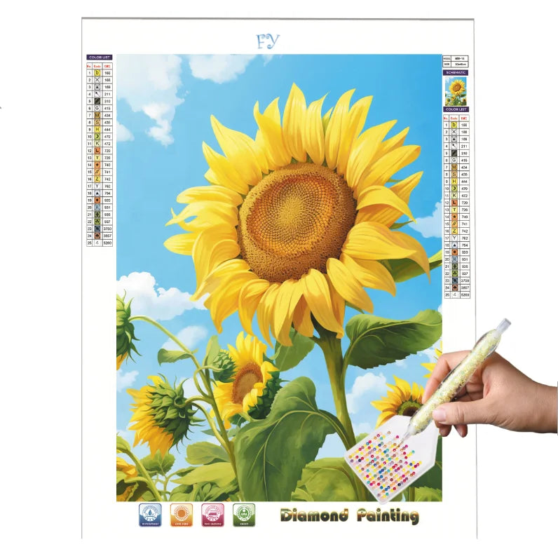 R-Sample Custom Wall Art Sunflowers Canvas Paintings Full Drill DIY 5D Diamond Painting Kit