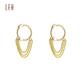 Wholesale Trendy Tassel Stud Earrings 18k Real Gold Chain Dangle Drop Hoop Personality Clip Gold Earrings 18k Real