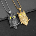 Hip Hop Animal Owl Waterproof Tarnish Free Hand Stainless Steel Fashion Jewelry 18k Gold Plated Pendant Necklaces
