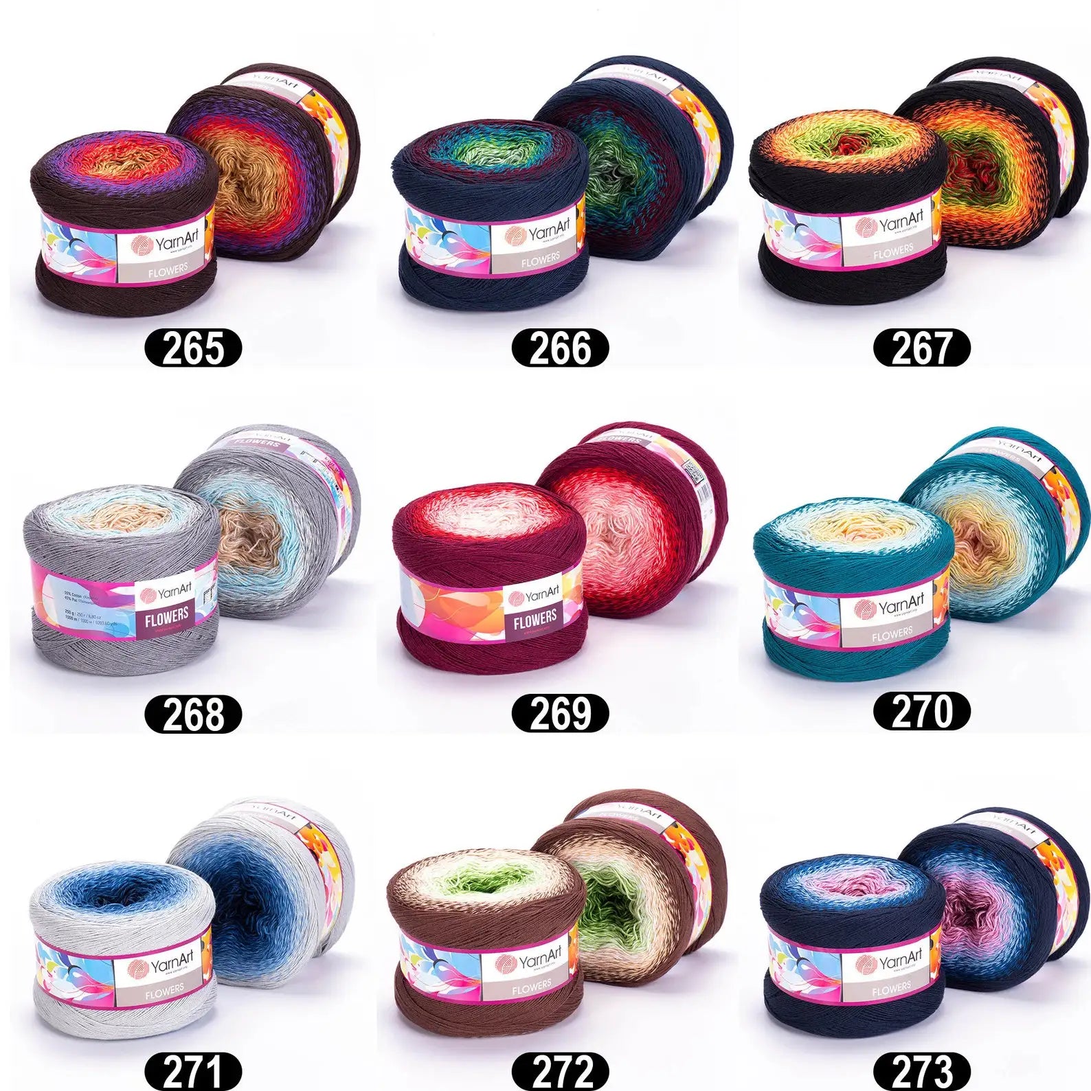 Yarnart Flowers 262 Gradient Yarn Multicolor Premium Knitting & Crochet Soft Rainbow Ombre Thread for Handmade Dress Projects