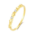 925 Sterling Silver Jewelry Small Hearts Charm Ring with Zircon Gold Lab Grown Mossanite Diamond Stack Rings for Wedding Gift