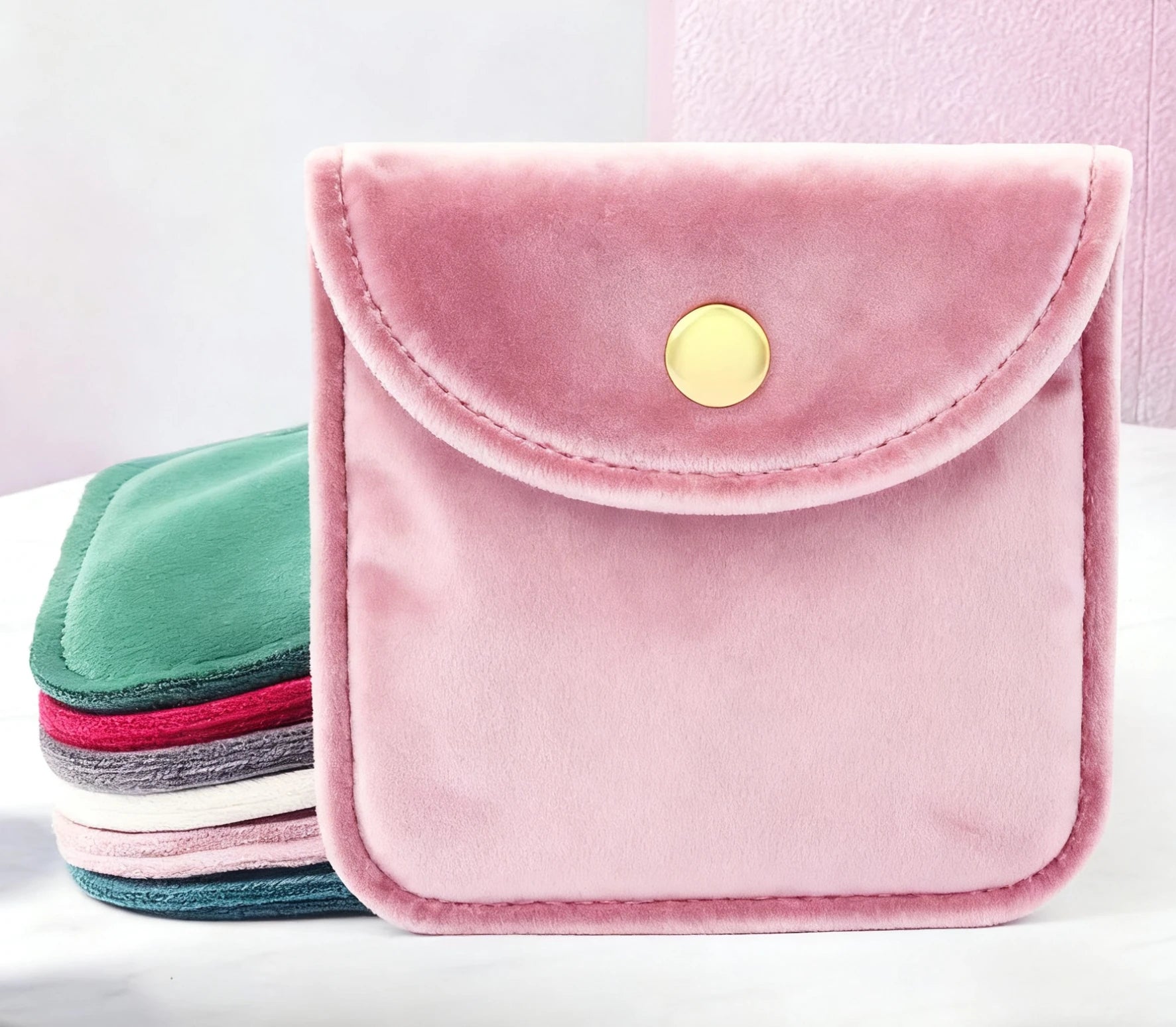 Wholesale Custom Branded Snap Jewelry Packaging Pouch with Insert Holder for Rings Earrings Necklace Bracelets