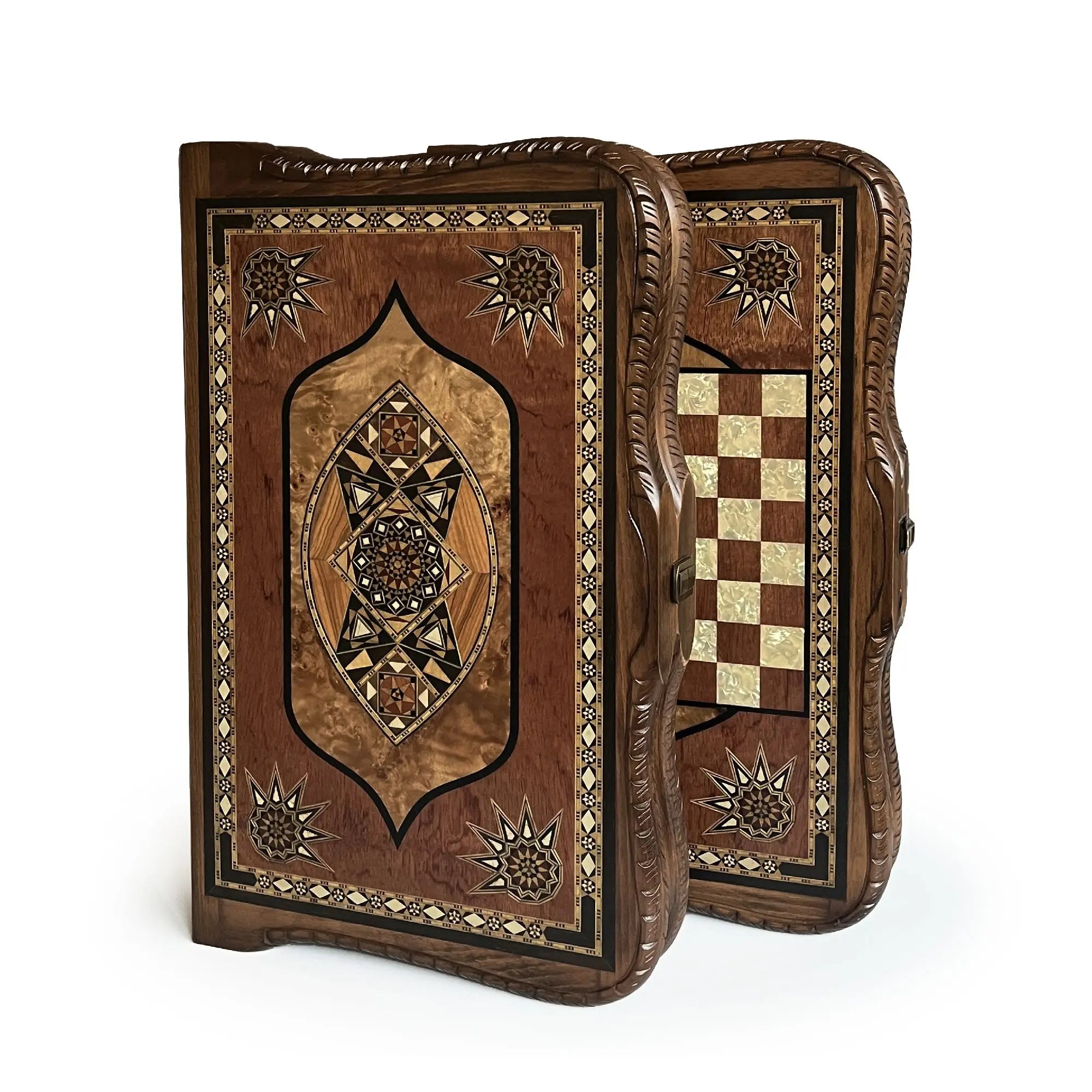 Helena Wood Art Traditional Hand-Carved Massive Handmade Backgammon Set Rosewood 51cm X 32cm X 7cm